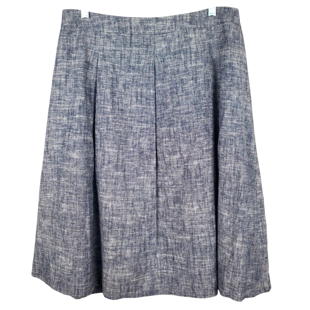 Talbots Heathered Gray/Blue Pleated Skirt. Midi. 10. G0093